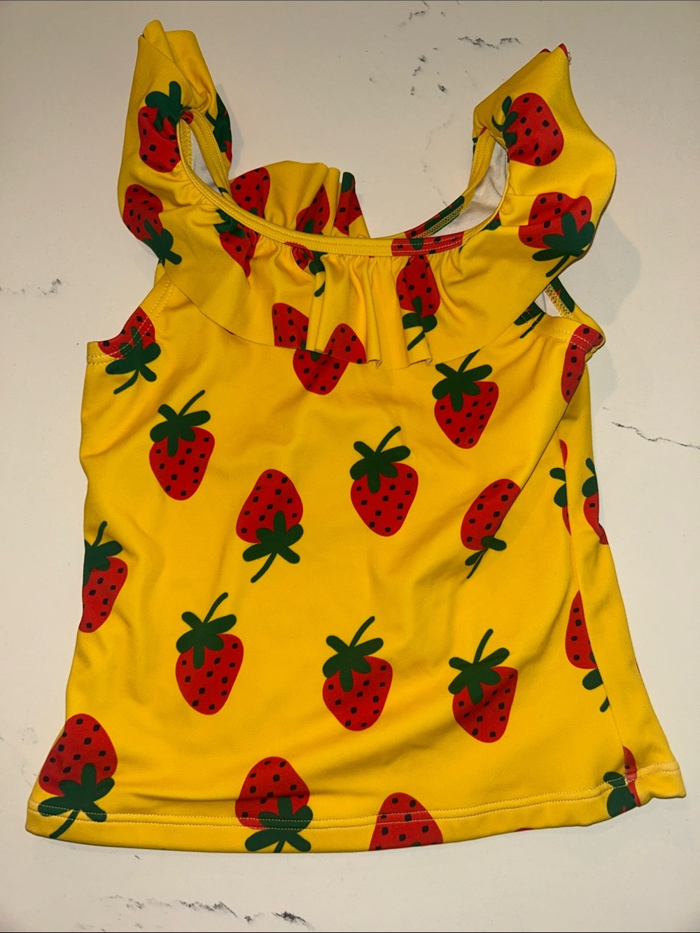 Hanna Andersson Yellow SWIM TOP with Red Strawberry Print